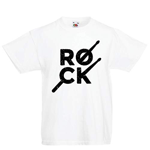 lepni.me Camiseta para Niño/Niña Baquetas de música Rock, Leyendas de la música Rockstar de los 80 (1-2 Years Blanco Multicolor)
