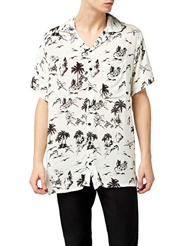 Lower East Le232 Camisa, Blanco (Weiß/schwarz), X-Large