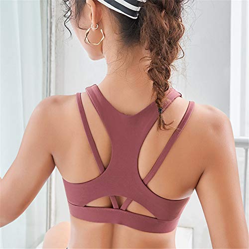 L&SH Sujetador De Mujer, Sujetador Deportivo con Cremallera Frontal, Sujetador De Yoga De Espalda con Belleza, Recolección A Prueba De Golpes, Ropa Interior Deportiva Anti-Sag (Rosa,M)