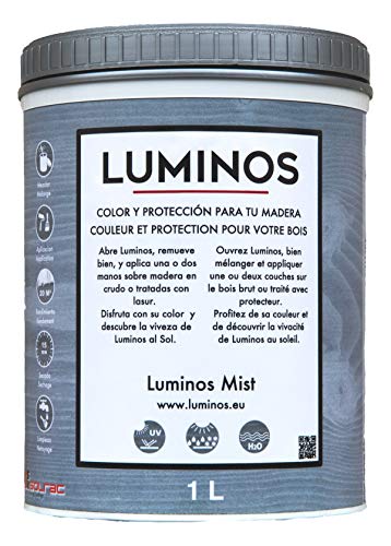 Luminos LUM1101 - MIST - Barniz Lasur al Agua Protector Madera Exterior. Color Gris Niebla. 2,5L