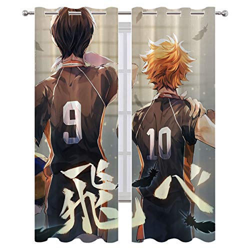 Lush Decor Cortina de ducha de anime Haikyuu, póster de Hinata Shoyo y Tobio Kageyama, vista lateral, decoración moderna para el hogar, 72 x 84 pulgadas