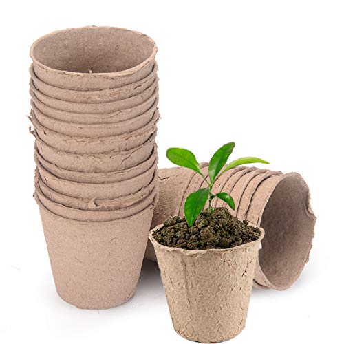 Macetas Biodegradables, 25 Piezas Biodegradables Macetas Pequeñas, Macetas Semillas Biodegradable, Macetas Iniciación Semillas, para Plantas de Jardín, Hierbas, Flores, Verduras