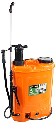 Mader Garden Tools 69092 Pulverizador 2 en 1 con Batería Litio y Manual, 16L, 12V, 8A