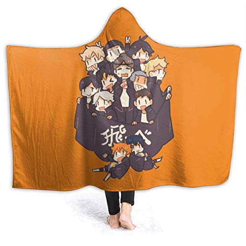 Manta clásica con Capucha para Mujer,Haikyuu Hinata Shoyo Tobio Manta de Tiro súper Suave para Llevar,Mantas de Cama duraderas para sofás de Picnic Decorativos L(153X204CM)