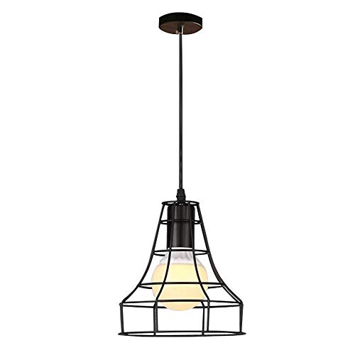 Mengjay Lámpara de techo de estilo retro, estilo industrial, Iluminación colgante, lámparas de araña,Hierro jaula candelabro, E27, loft 220V, bar, comedor, estudio, cocina, dormitorio (E)