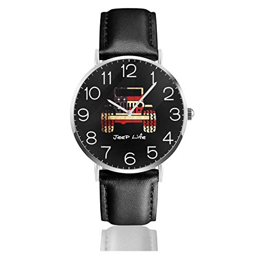 Men's Fashion Minimalist Wrist Watch Quartz Wrist Watch Personalized Jeep Leather Strap Watch
