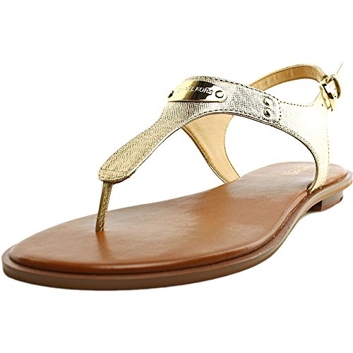 MICHAEL Michael Kors Women's MK Plate Thong Pale Gold Metallic 6.5 M