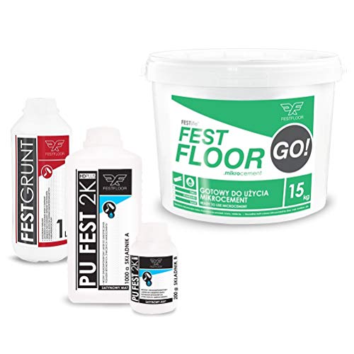 Microcemento FESTFLOOR GO! - Béton ciré kit 10 m² Piso, pared (2 capas), paleta de colores RAL (FF7004)