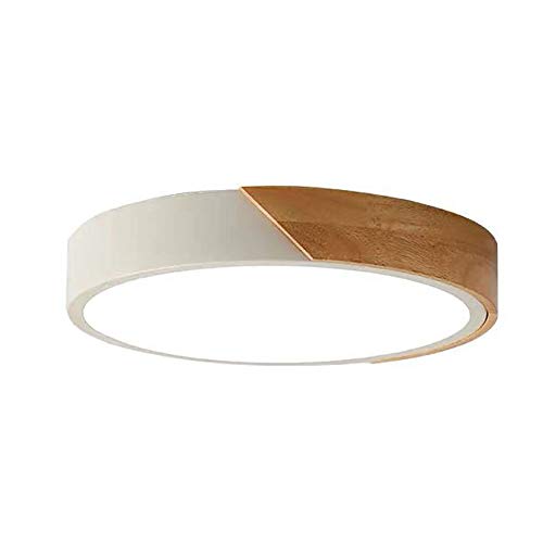 Moderno Minimalista LED Montaje Empotrado Lámpara De Techo Drum Shaped Madera & Acrílico 1 Luz Redondo Regulable Plafón Para Tres-cambio De Luz De Color-Cambio de luz de tres colores 30cm(12inch)