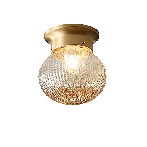 Moderno Ondulación De Agua Lámpara De Techo,Cobre Redondo Bola De Vidrio Plafón E27 LED Lámpara De Techo Iluminación Para Hallway Bedroom Kitchen Island-Cobre. 15x15cm(6x6inch)