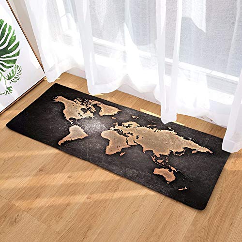 Morbuy Felpudos Alfombra Mapa del Mundo Fácil de Limpiar Antideslizante Alfombras Piso Moqueta Mats Pad para (40 * 60CM, Sentido del Tiempo)