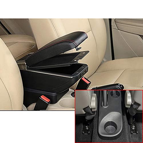 Muchkey Auto Interior Partes Caja Centro Consola Apoyabrazos con 7 USB de Almacenamiento para 2014-2018 Kaptur Captur QM3 Negro