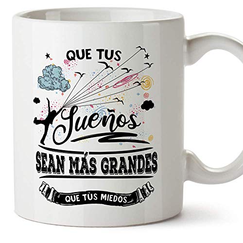 MUGFFINS Taza motivacional"Que tus sueños sean más grandes que tus miedos" - Regalos para Animar y Motivar en el Desayuno