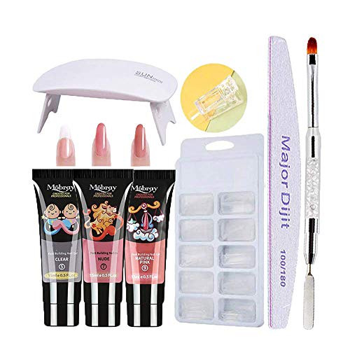 nails Gel kit,Anself Gel 3 colores de manicura de secado rápido Lámpara de uñas UV Moldes de uñas Kit de extensión de uñas