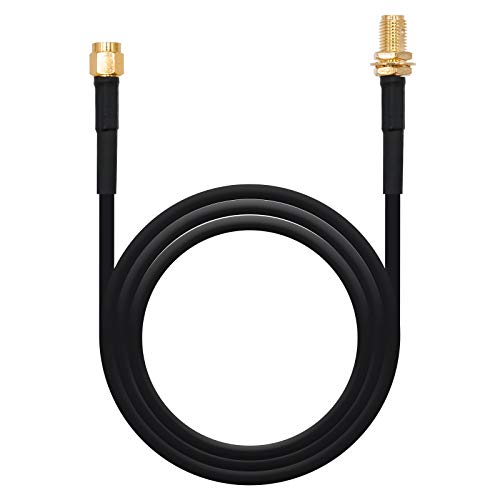 NanoCable 10.26.2002 - Cable prolongador coaxial para antena inalambrica con conector SMA, SMA/H-SMA/M, macho-hembra, negro, 2mts