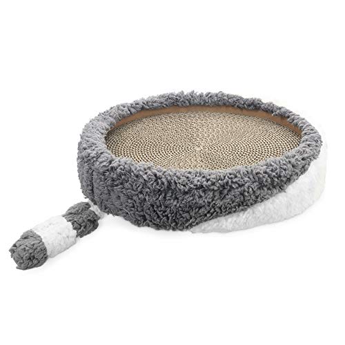 Navaris Cama para Gatos con rascadores - Juego de 3 Accesorios para Gato con 1x Tumbona de Ø 36 CM y 2X arañador para uñas - Juguetes para felinos