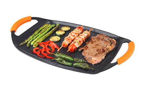 Orbegozo GDB 4700 - Plancha grill de aluminio fundido, revestimiento antiadherente, asas de goma, apta para lavavajillas, libre de PFOA