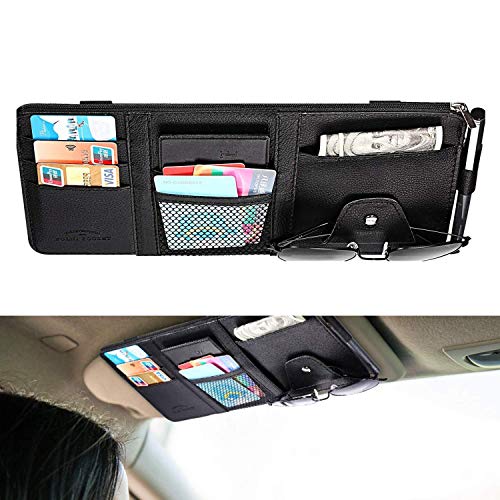 Organizador de Visera de Sol para Coche,Bolsa de Almacenamiento de Coche,Mulifuncional para Gafas CD Tarjeta Bancaria (negro)