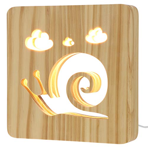 OSALADI Lámpara de Escritorio LED 3D Luz de Noche de Madera USB Luz de Mesa de Estudio Lindo Animal Lámparas de Mesa Lindo Diseño de Gato para Dormitorio Estudio Dormitorio de Oficina