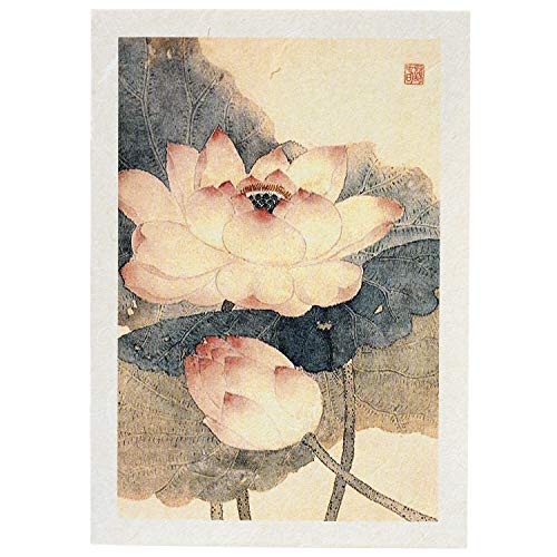 Papel de morera HanJi postal coreano tradicional pintura folclórica Minwha impresa (flor de loto)