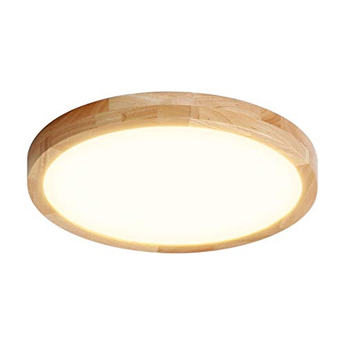 Plafón De Madera Maciza Ajustable De Tres Colores, Plafón De Baño LED, Que Se Utiliza En El Dormitorio, La Cocina, La Sala De Estar Y El Pasillo [Clase Energética A ++],30cm