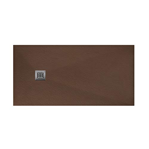 Plato de ducha rectangular de 130 x 70 x 3 centímetros, con válvula de desagüe, colección Suite N, color moka (Referencia: 6347325)
