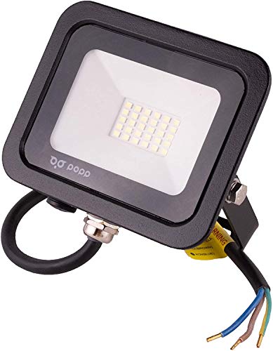 POPP® juegos de 5 y 10 Floodlight Led Foco Proyector Led 10w 20w 30w para Exterior Iluminación Decoración 6000k luz fria Impermeable IP65 Negro y Resistente al agua. (Focos 30 Watios, 1 unidad)