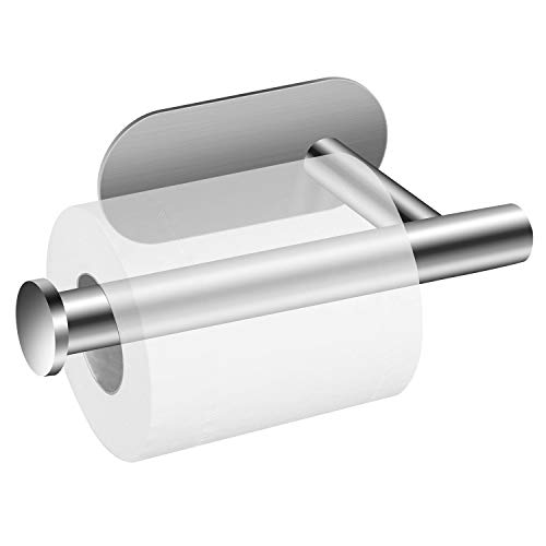 Portarrollos para Papel Higiénico, POOPHUNS Portarrollos baño Autoadhesivo Multifunción 304 Acero Inoxidable Soporte de Papel Adhesivo Sin Taladro Portarrollos para Baño Cocina