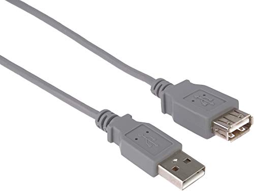 Premium Cord - Cable alargador USB 2.0 (0,5 m, Cable de Datos de Alta Velocidad, hasta 480 Mbit/s, Cable de Carga, USB 2.0 Tipo A Hembra a Macho, 2 apantallamiento, Color Gris, Longitud 0,5 m)