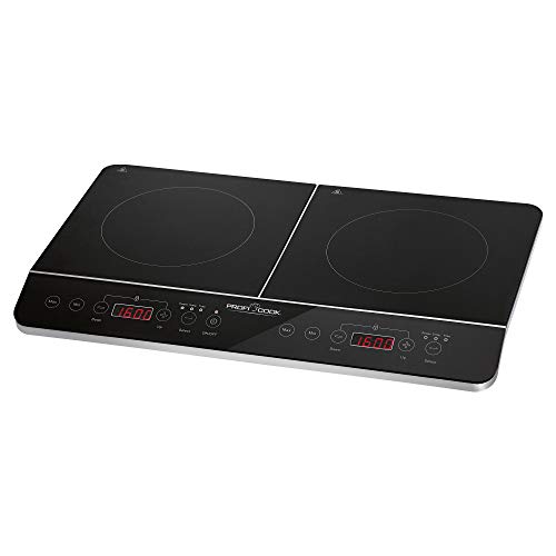 Proficook DKI 1067 Placa de inducción doble portátil, 10 niveles de temperatura, 3500 W, Negro