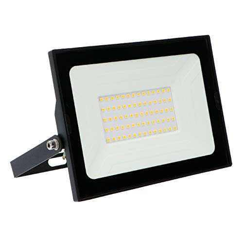 proventa® LED Foco exterior IP65 50W 4.000 lm. Luz blanca neutra 4.000 K. Pantalla de cristal templado. Marco orientable y driver integrado. Protección contra impactos IK06. Clase A+