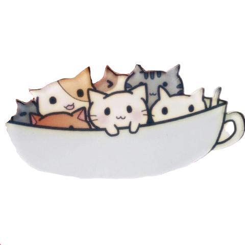 PSL Broche acrílico para Gato con diseño de Taza de Gatos para Todas Las Mujeres catuccino (1 Unidad)