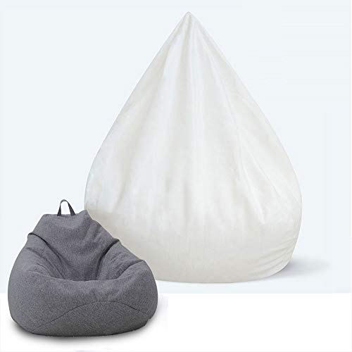 Puff Sofás Cubierta Sillas Sin Relleno Forro Interior de Puff Sofas Interior para Bean Bag para Envolver el Relleno Sin Limpiar con Tres Tamaño Fácil Limpieza (Blanco 1Pcs, 100*120cm)