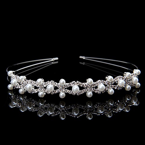 Qiuxiaoaa Tocado Rhinestone-Bridal Wedding Princess Prom Rhinestone Faux Pearl Hair Diadema Corona Tiara Caliente