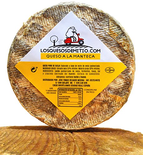 Queso de oveja a la manteca gourmet (español, original, ideal con vino, queso entero de 2kg, de leche pasteurizada), de Losquesosdemitio