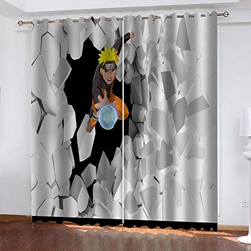 Raaooaceo® Cortina Dormitorio 3D Personajes De Anime Cortinas Térmicas De Salón Dormitorio Anti Ruido para Ventana De Habitaciones Infantiles Juveniles. 【220(W) X215(H) Cm-2 Panels】