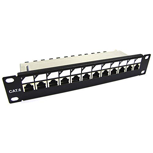 RackMatic TENRack Patch-Panel 10" 12-Port RJ45 Cat.6 FTP 1U