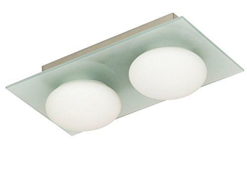 Ranex - Lámpara de techo para baño (vidrio esmerilado, IP44, incluye 2 bombillas de 40 W, luz blanca cálida)