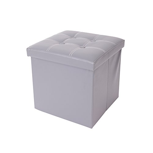 Rebecca Mobili Pouff contenedor, Taburete Cubo, reposapiés Moderno Gris, Oficina salón Dormitorio Muebles hogar - Medidas: 30 x 30 x 30 cm (AxANxF) - Art. RE4635