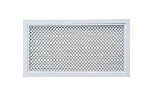 Rejilla de Ventilación de Aluminio con Red Metálica en Color Blanco con Recubrimiento de Polvo RAL 9016, Rejilla de Ventilación Difusor de Aire Caliente.(40 x 20 cm)