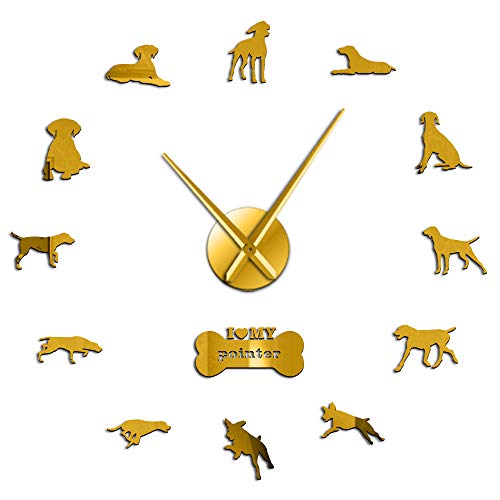 Reloj de Pared de Perro Puntero de Perro de Raza Pura Deportivo, Reloj de Pared Grande de Puntero de Bricolaje de Pelo Corto alemán, Pegatinas de Arte de Pared de Perro Deutsch Kurzhaar