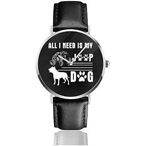 Relojes De Pulsera Reloj De Pulsera De Cuarzo con Impresión Unisex De Negocios UV Todo Lo Que Necesito Es Mi Reloj De Cuero Jeep My Dog con Correa De Cuero De PU