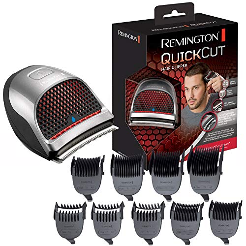 Remington QuickCut HC4250 – Máquina de Cortar Pelo, Cortadora de Pelo con Cable o Inalámbrica, Gris, 9 Peines Guía de 1,5 a 15 milímetros