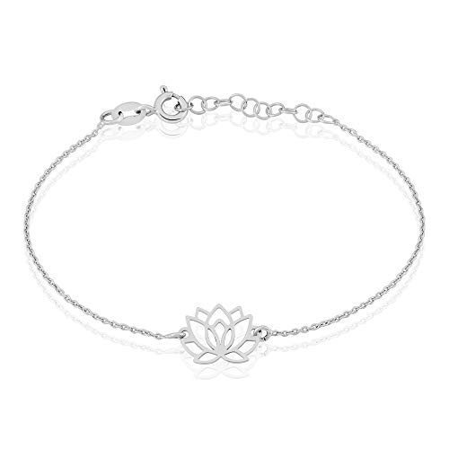 Rendez-vous RueParadis Paris - Pulsera De Cadena Chiara - Flor De Loto - Plata Sterling/Maciza 925 - Joya De Mujer Exquisita - Rebajas De Verano