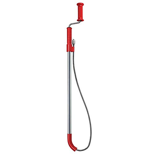 RIDGID 59787 Desatascadora para inodoros K-3, Espiral de cable helicoidal para desatascar inodoros de 90 cm con cabeza de bulbo para despejar inodoros obstruidos