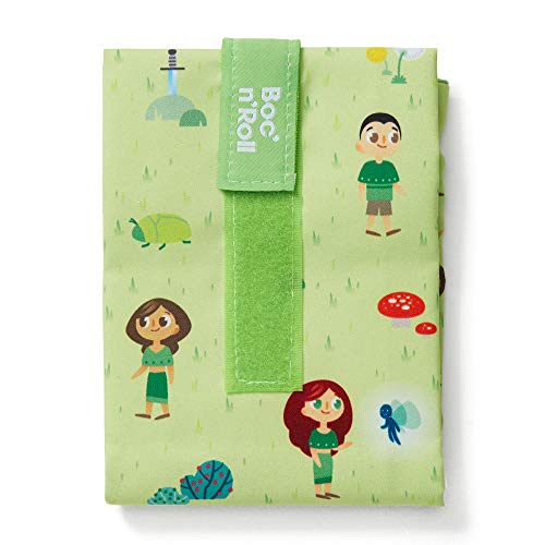 Roll'eat - Boc'n'Roll Kids | Bolsa Merienda Infantil Porta Bocadillos, Envoltorio Reutilizable y Ecológico sin BPA, Forest