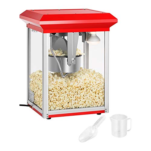 Royal Catering RCPR-1325 Palomitera Maquina de Palomitas Profesional (1325 W, aprox. 3 kg/h, Revestimiento de Teflón, 37,5 x 45,6 x 59 cm) Roja