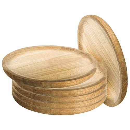 Ruibal - Platos para Pulpo de Madera - Set de 6 - Ø 28 cm Pino de Primera Calidad Ideal para Comer Pulpo a la gallega, Pulpo