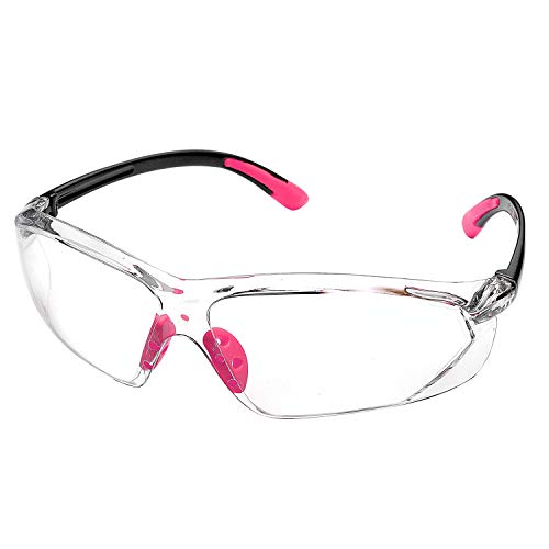 Safeyear mujer Gafas de seguridad antirrayas, EN166, Certificación SG003, Antivaho, Protección UV, para mujeres, Antivaho, Z87, (Normal, Rosa)