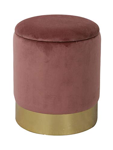 Samthocker Taburete de Terciopelo puf Calidad Pouffe heces Velour con taquillas y. Lid Ø 31 cm HOH de Color Rosa